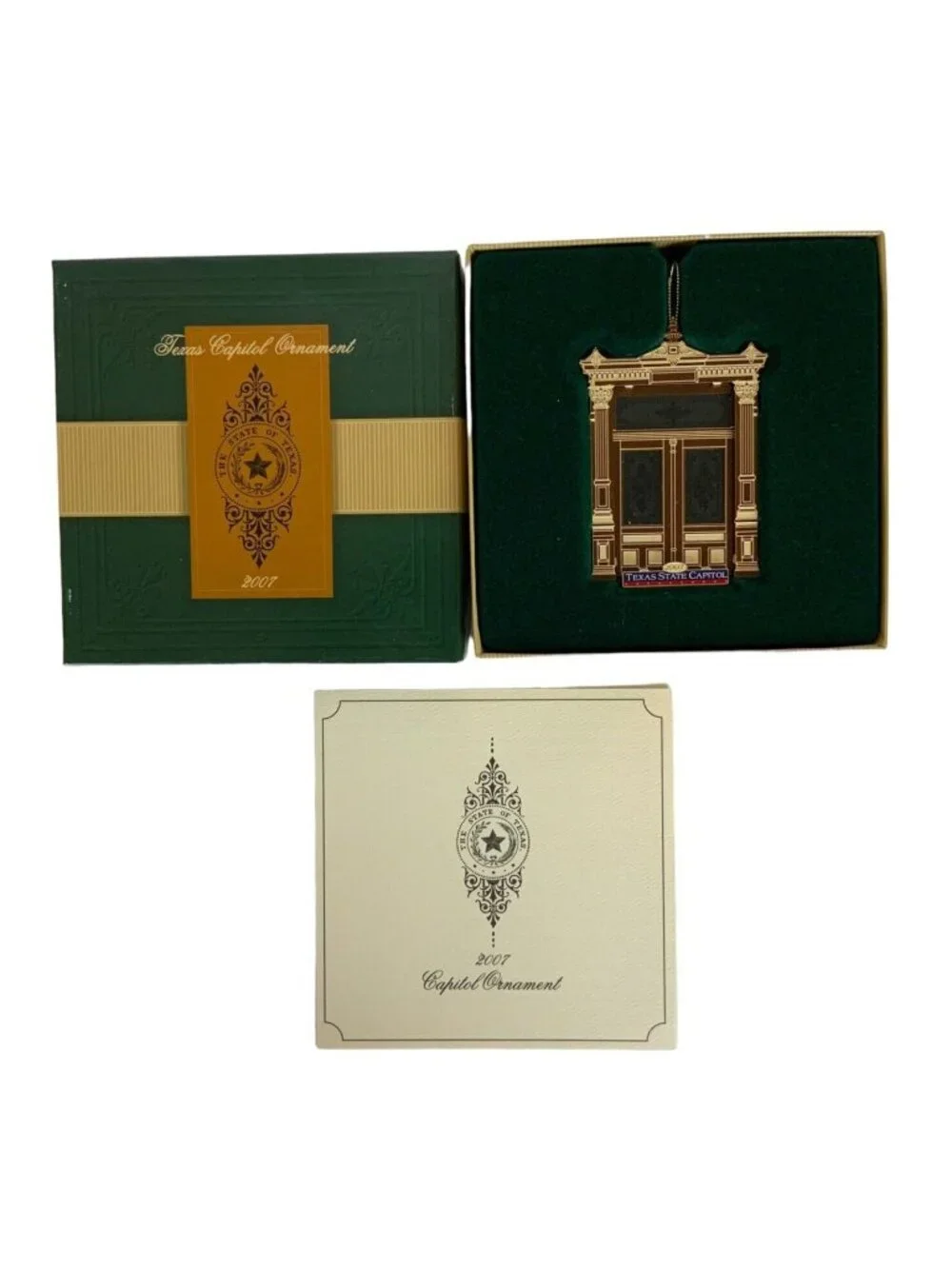Texas State Capitol Ornament 2007 Etched Glass Doors Christmas Collectible Box